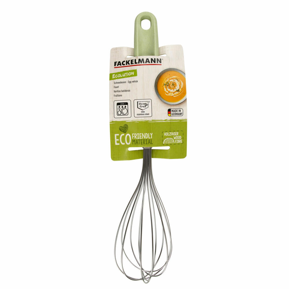Fackelmann Schneebesen Ecolution, Rührbesen, Quirlbesen, Materialmix, Mintgrün, 32 cm, 33067