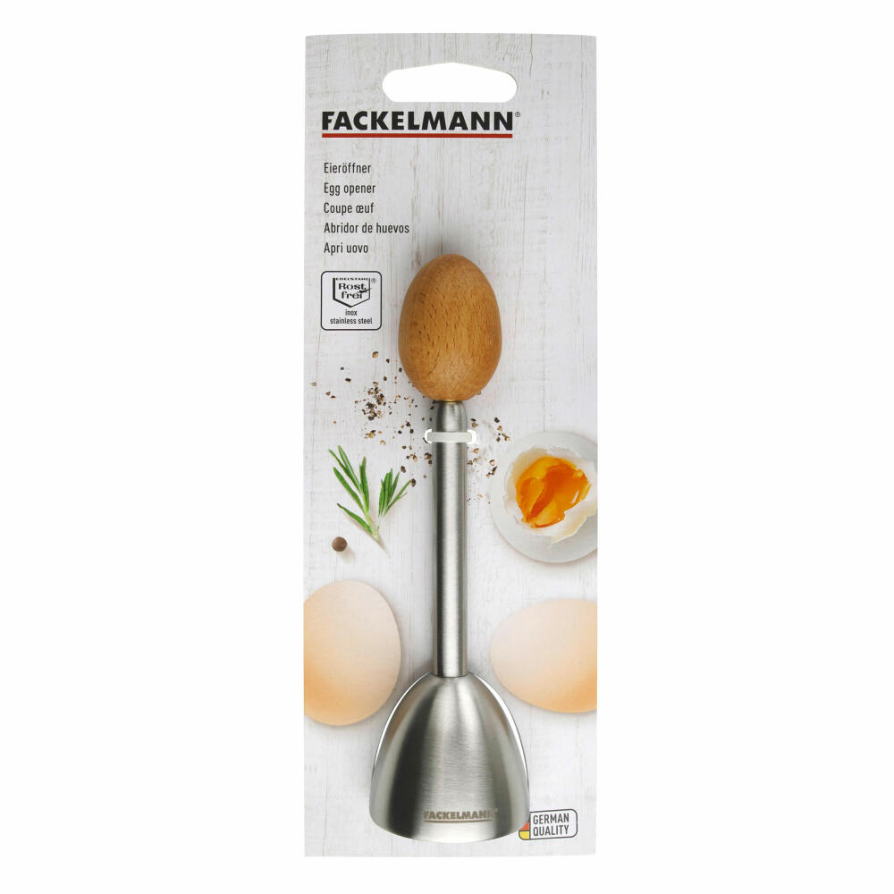 Fackelmann Eco Eierköpfer Nature, Eierschneider, Edelstahl, Buche, Silber, Braun, 14 x 4 cm, 41875
