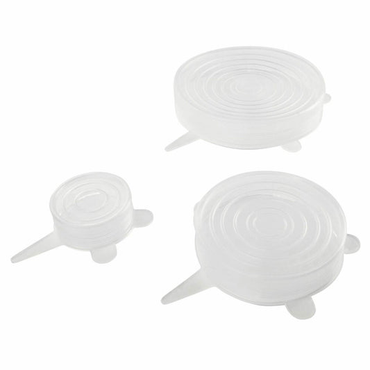 Fackelmann Frischhaltedeckel-Set 3-tlg., Küchendeckel, Silikon, Transparent 7 - 17 cm, 47054