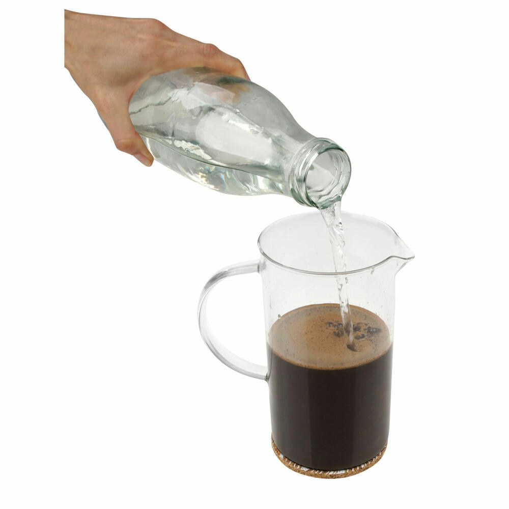 Fackelmann Kaffeezubereiter, Milchaufschäumer, Kaffeebereiter, Borosilikatglas, Grau, 1 Liter, 47182