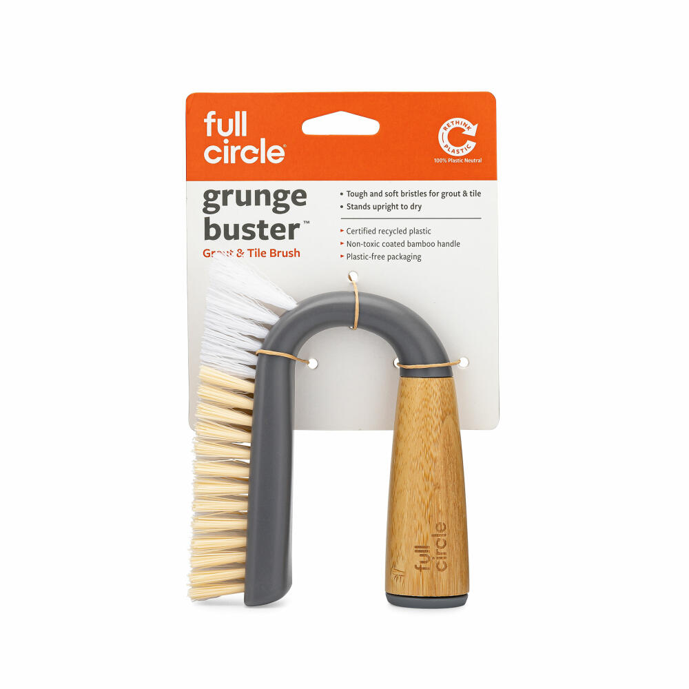 Full Circle Home Fugenbürste Grungebuster, Reinigungsbürste, Bambus, Recycling-Kunststoff, Grau, FC11125GY