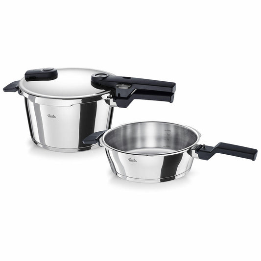 Fissler pressure cooker set Vitaquick 2-piece, pressure cooker 4.5 L + pressure frying pan 2.5 L, stainless steel 18/10, silver, 4.5 + 2.5 L, 600-410-11-000