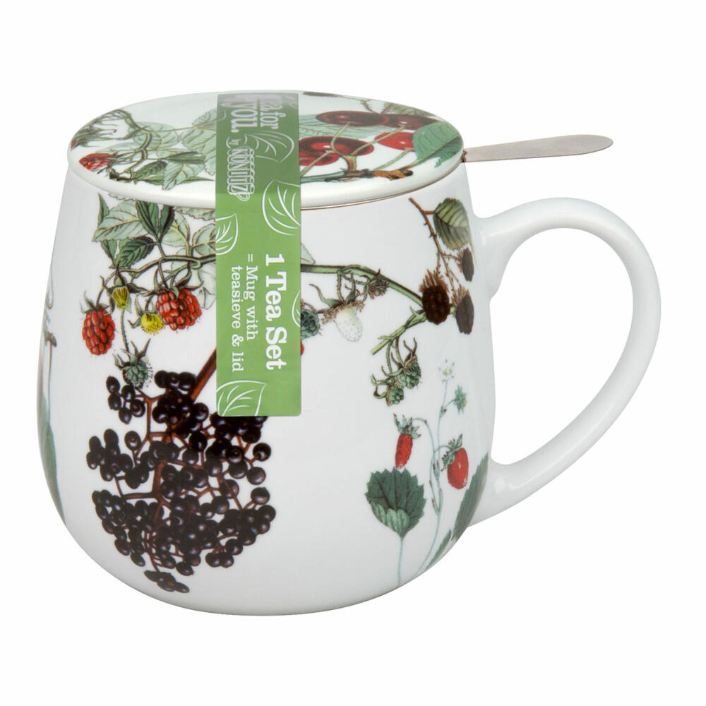 Könitz Mug with strainer and lid My Favourite Tea Fruits, tea mug, cup, porcelain, 420 ml, 11 5 143 2139