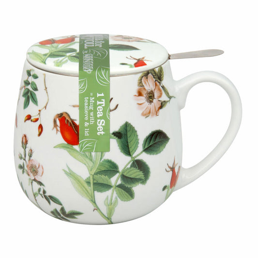 Könitz Becher mit Sieb und Deckel My Favourite Tea Hagebutte, Teebecher, Tasse, Porzellan, 420 ml, 11 5 143 2137