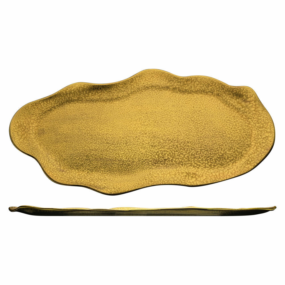 Eisch Platte Gold Rush, Serving Platter, Serving Plate, Crystal Glass, Gold, 48 x 26.5 cm, 74330848