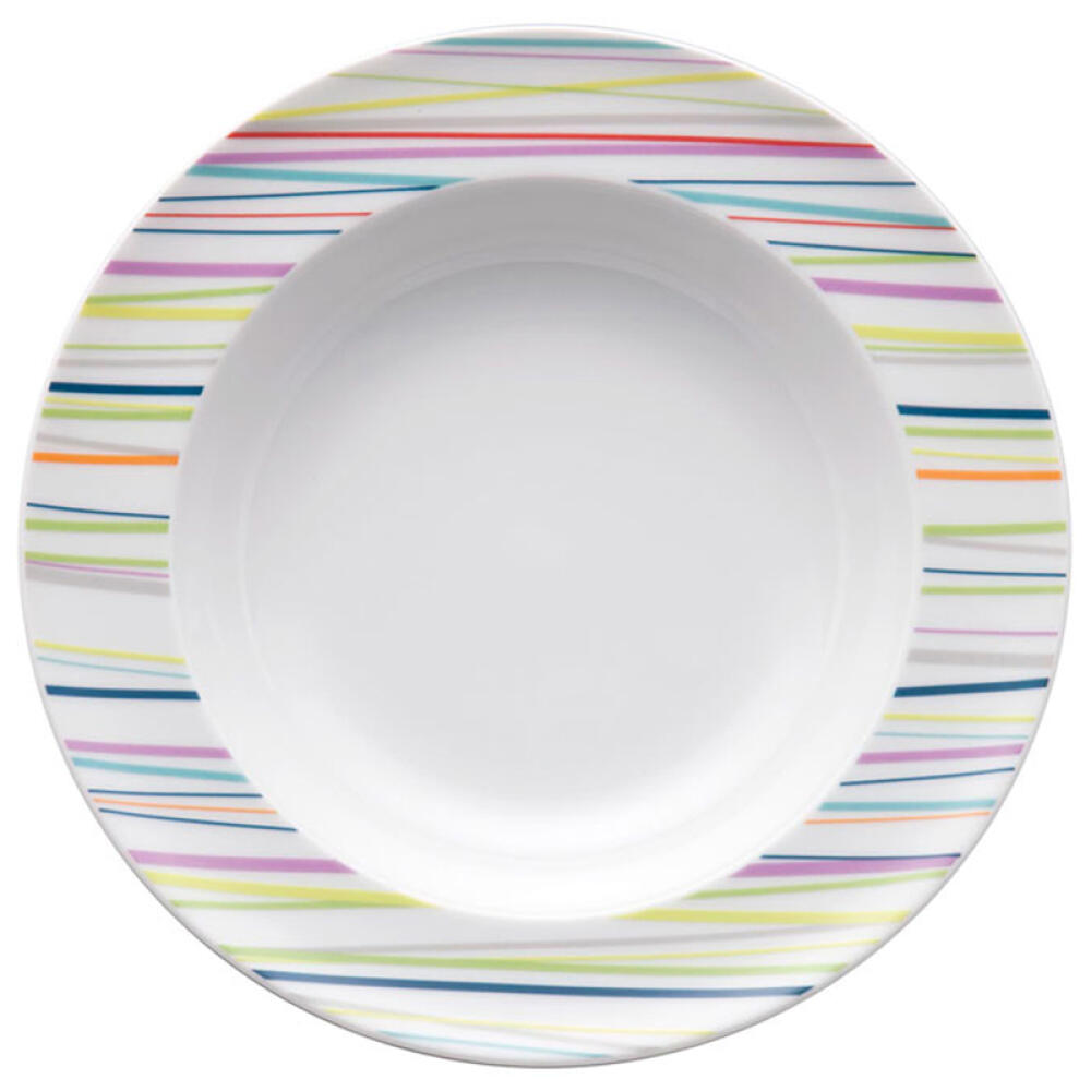 Thomas Sunny Day Suppenteller, Pastateller, Teller, Porzellan, Sunny Stripes / Bunt Gestreift, Spülmaschinenfest, 23 cm, 10323