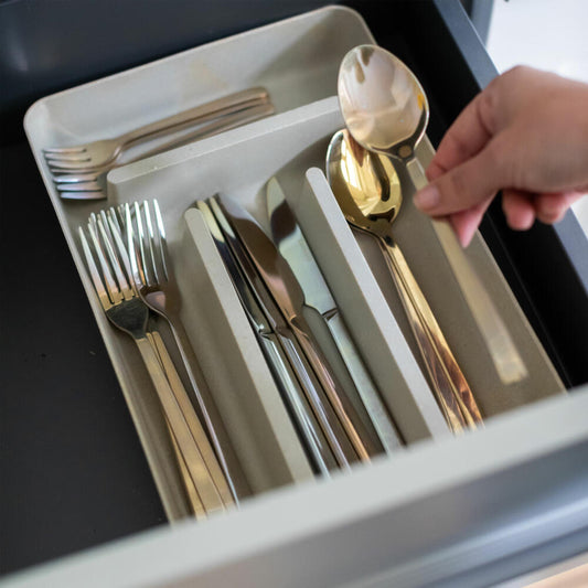 Koziol Besteckkasten Rio, Besteckablage, Kunststoff-Holz-Mix, Nature Desert Sand, 7210700