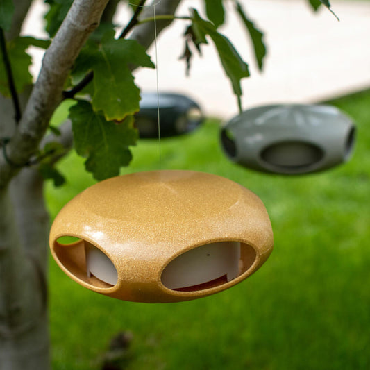 Koziol bird feeder pi:p, bird feeder, plastic-wood mix, Nature Ash Grey, 7018701