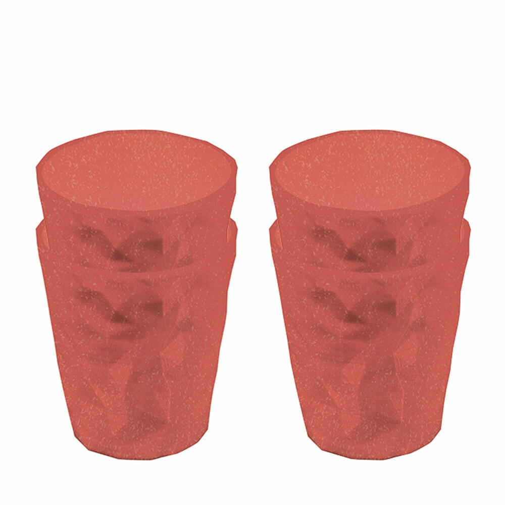 Koziol cup set 4-piece Club S 2.0, drinking cup, plastic-wood mix, Nature Coral, 250 ml, 7576704