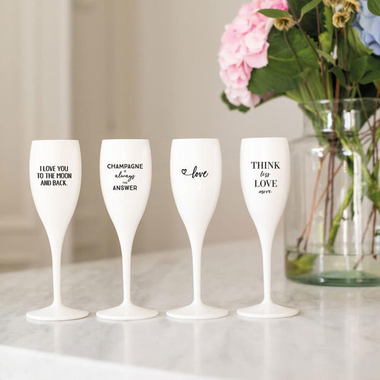 Koziol super glass with print Cheers No. 1 Love You To The Moon, champagne glass, champagne glass, super glass, Cotton White, 100 ml, 3912525