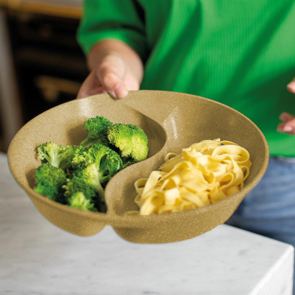 Koziol menu plate with lid Connect Separee, dinner plate, plastic-wood mix, Nature Ash Grey, 1.5 L, 7278701