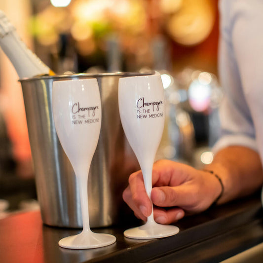 Koziol Superglas Cheers No. 1 Champagne The New Medicine, champagne glass, champagne glass, plastic, Cotton White, 100 ml, 3450525