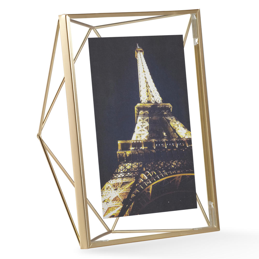 Umbra Photo Display Prisma Picture Frame Vertical, Picture Holder, Picture Carrier, Photo Frame, Photo Holder, Glass / Metal, Brass, 313015221