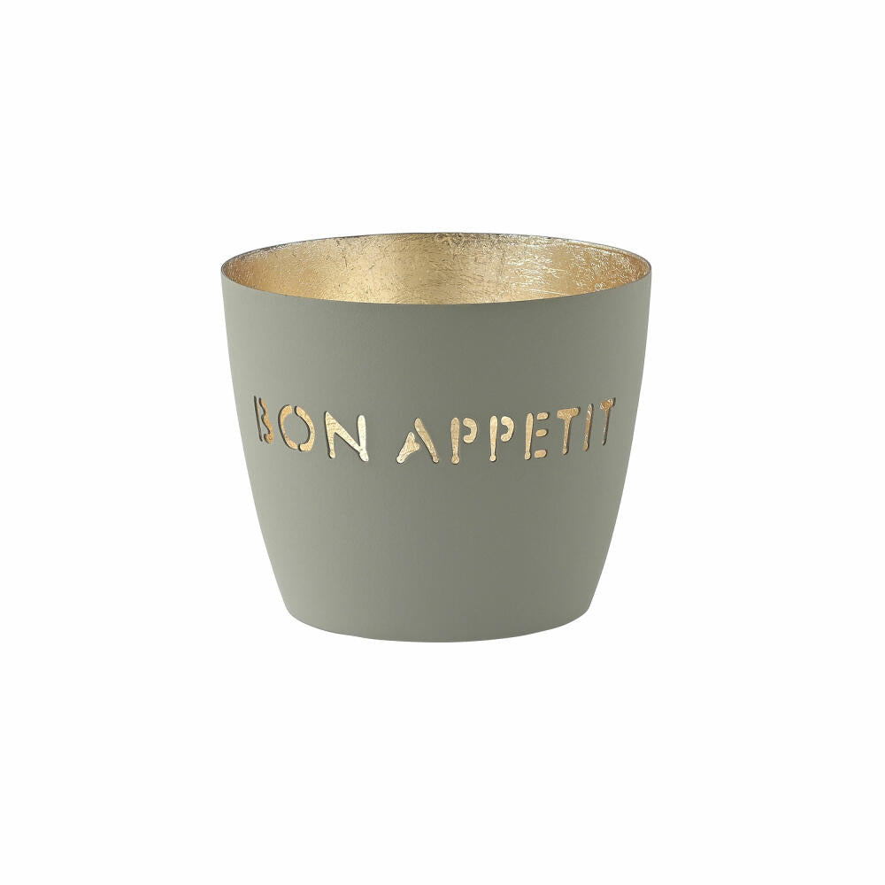 Gift Company Lantern Madras Bon Appetit M, Tealight Holder, Candle Holder, Iron, Cool Gray, Gold, 8.5 cm, 1054904061