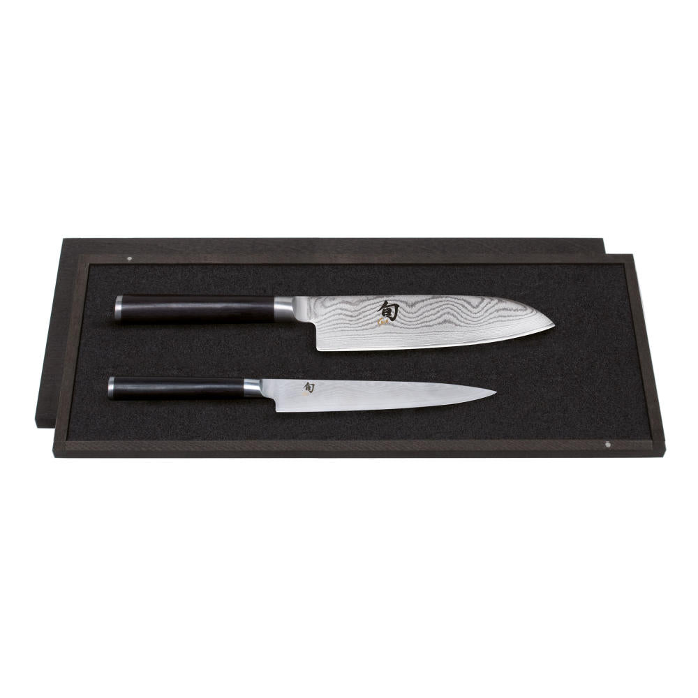 Kai Shun Classic knife set, 2-piece, all-purpose knife, Santoku, knife, Damascus, DMS-230
