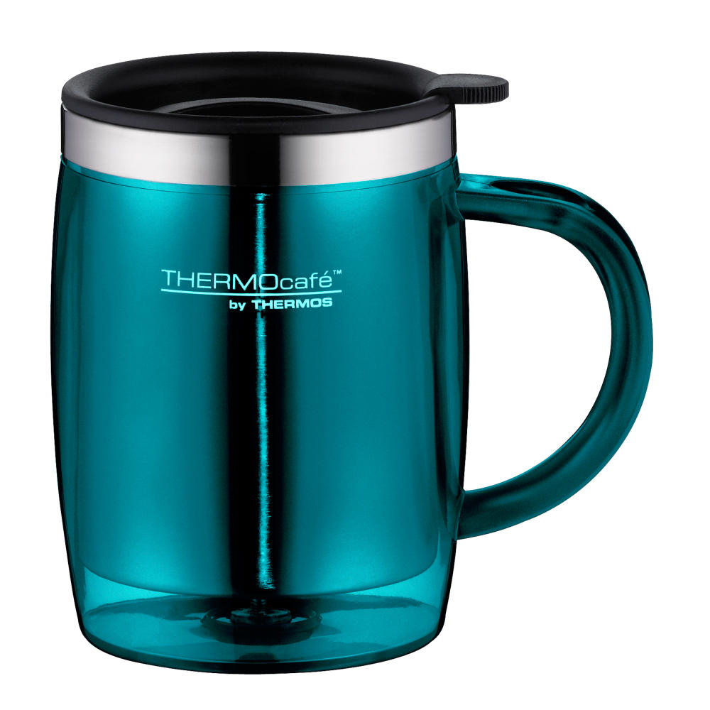 Thermos Cup Desktop Mug Thermocafé, Thermo Mug, Coffee Mug, Stainless Steel, PP, Teal, 350 ml, 4059.255.035