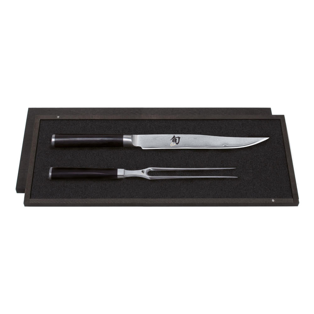 Kai Shun Classic Tranchiermesser-Set, 2-tlg., Tranchiergabel, Fleischmesser, Fleischgabel, Damast, DMS-200