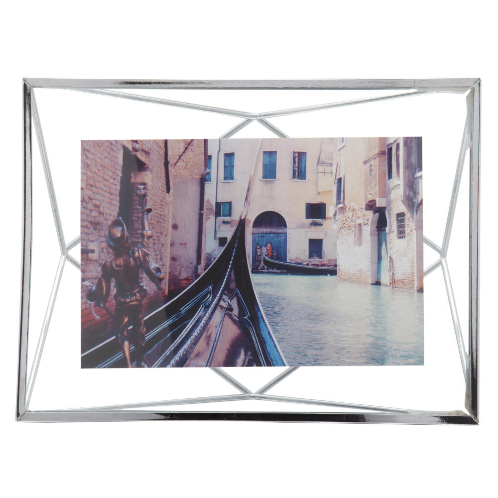 Umbra Photo Display Prisma Picture Frame Horizontal Large, Picture Holder, Picture Carrier, Photo Frame, Photo Holder, Glass / Metal, Chrome, 313016158