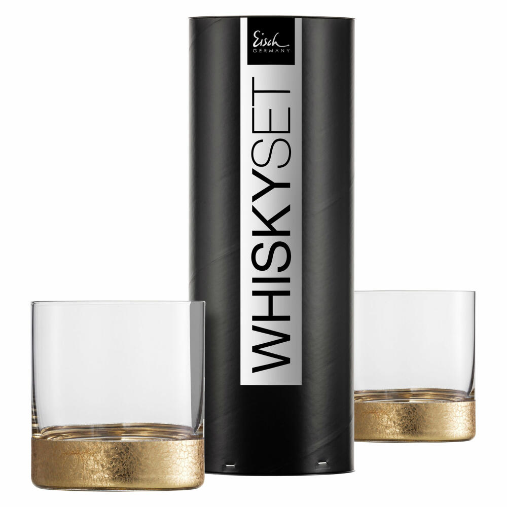 Eisch whiskey glass set of 2 Gold Rush, whiskey tumblers, crystal glass, gold, 400 ml, 74350018