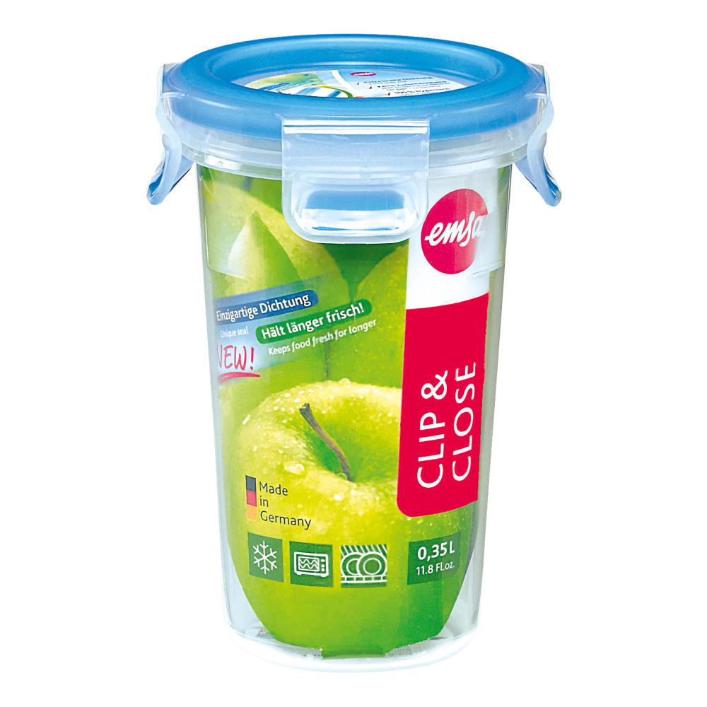 Emsa Clip & Close food storage container 0.35 L, round, lunch box, food storage box, bread box, 508551