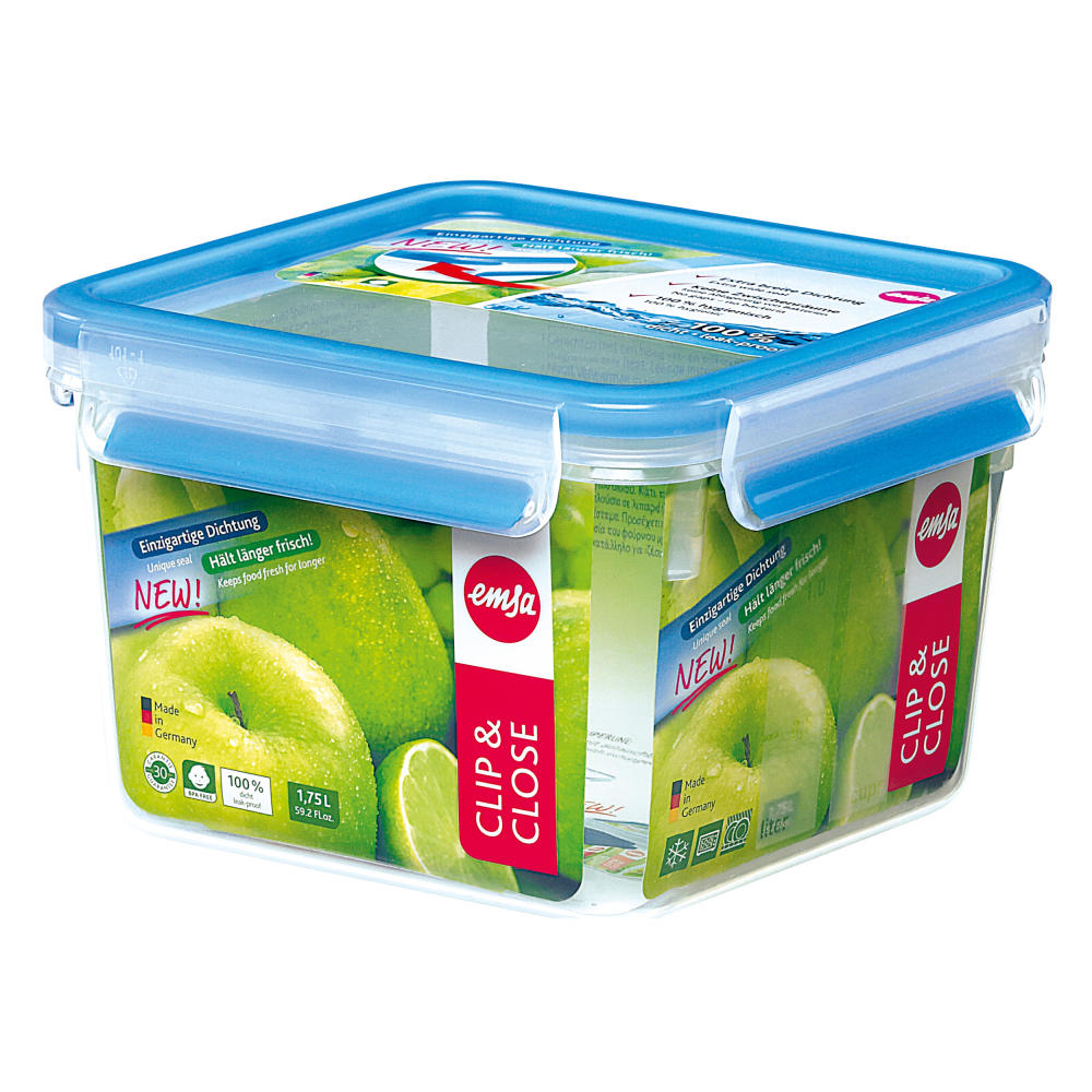 Emsa Clip & Close food storage container 1.75 L, lunch box, food storage box, bread box, 508537