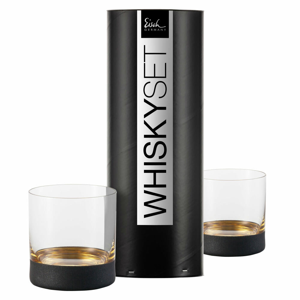 Eisch whiskey glass set of 2 Cosmo Gold, crystal glass, black, gold, 400 ml, 70550015