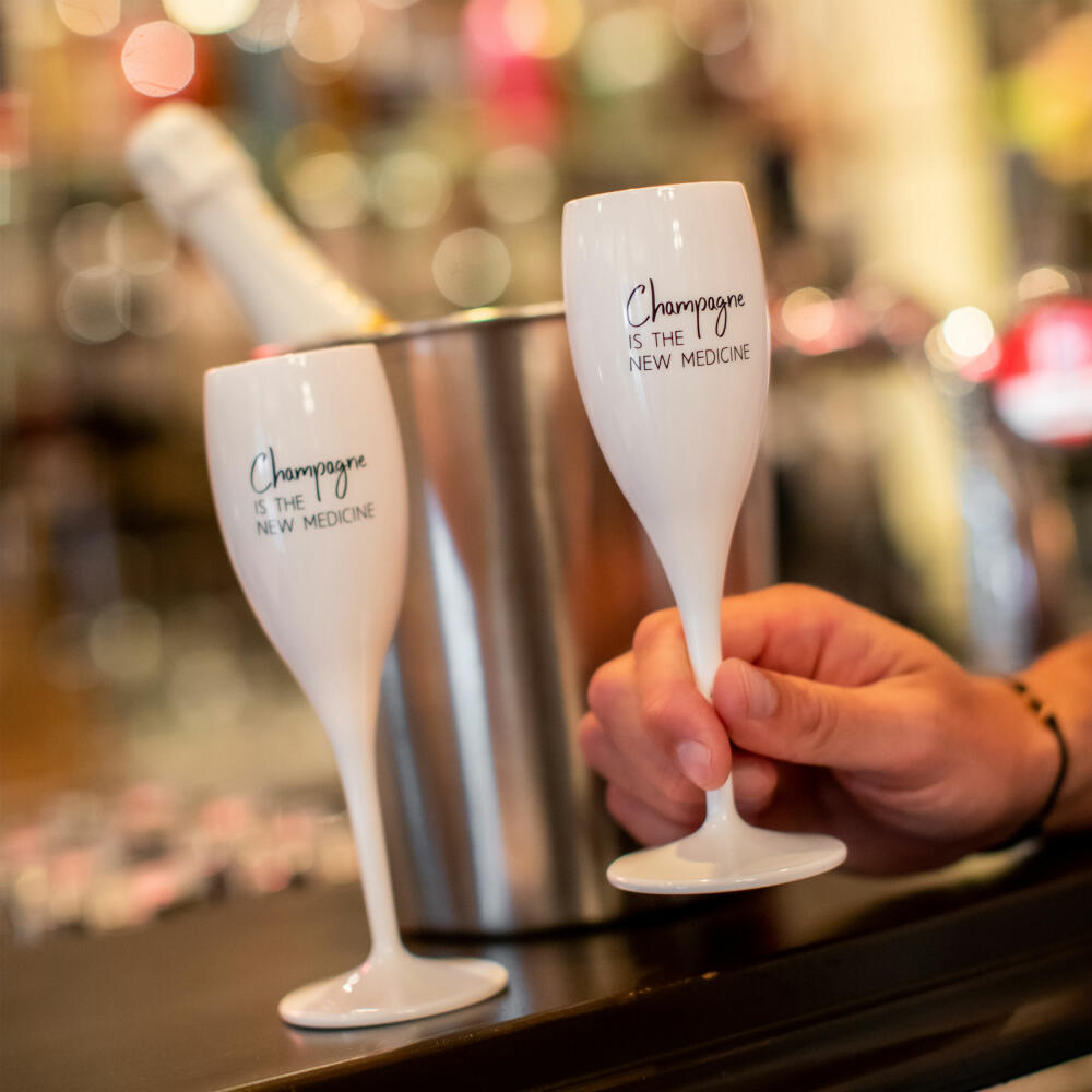 Koziol Superglas Cheers No. 1 Champagne The New Medicine, Sektglas, Champagnerglas, Kunststoff, Cotton White, 100 ml, 3450525