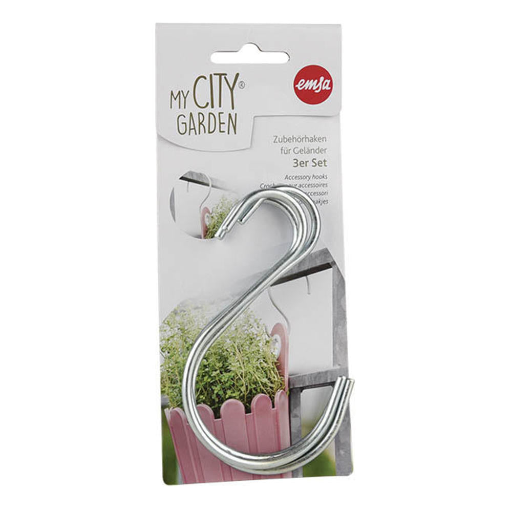 Poétic accessory hooks for railings, set of 3, garden holder, bracket, hanging hook, aluminum, 11 cm, 517881