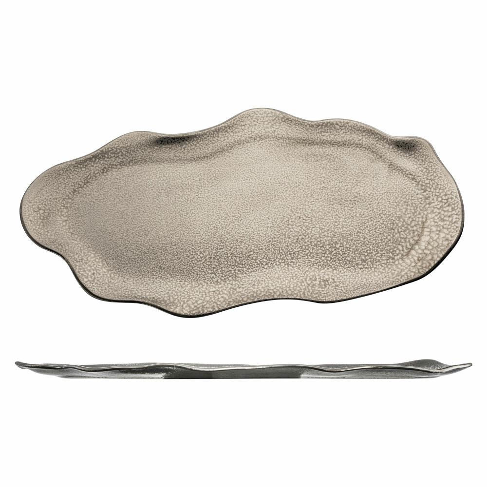 Eisch Platte Gold Rush Platinum, Serving Platter, Serving Plate, Glass, Platinum, 48 x 26.5 cm, 74530848