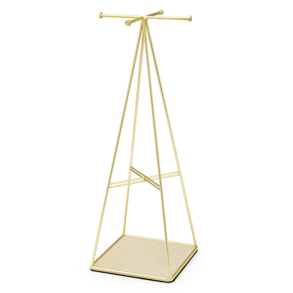 Umbra Jewelry Display Prisma Ringhalter, Schmuckständer, Schmuckhalter, Ringhalter, Ohrringhalter, Kettenständer, Armbandhalter, mit Leinen ausgekleidete Ablage, vermessingter Stahl, Messing, 299485221