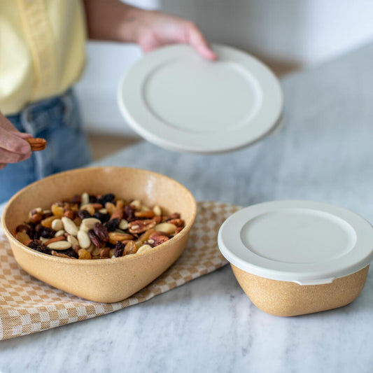 Koziol Box mit Deckel Connect Box, Lunchdose, Kunststoff-Holz-Mix, Nature Wood, 700 ml, 7274702