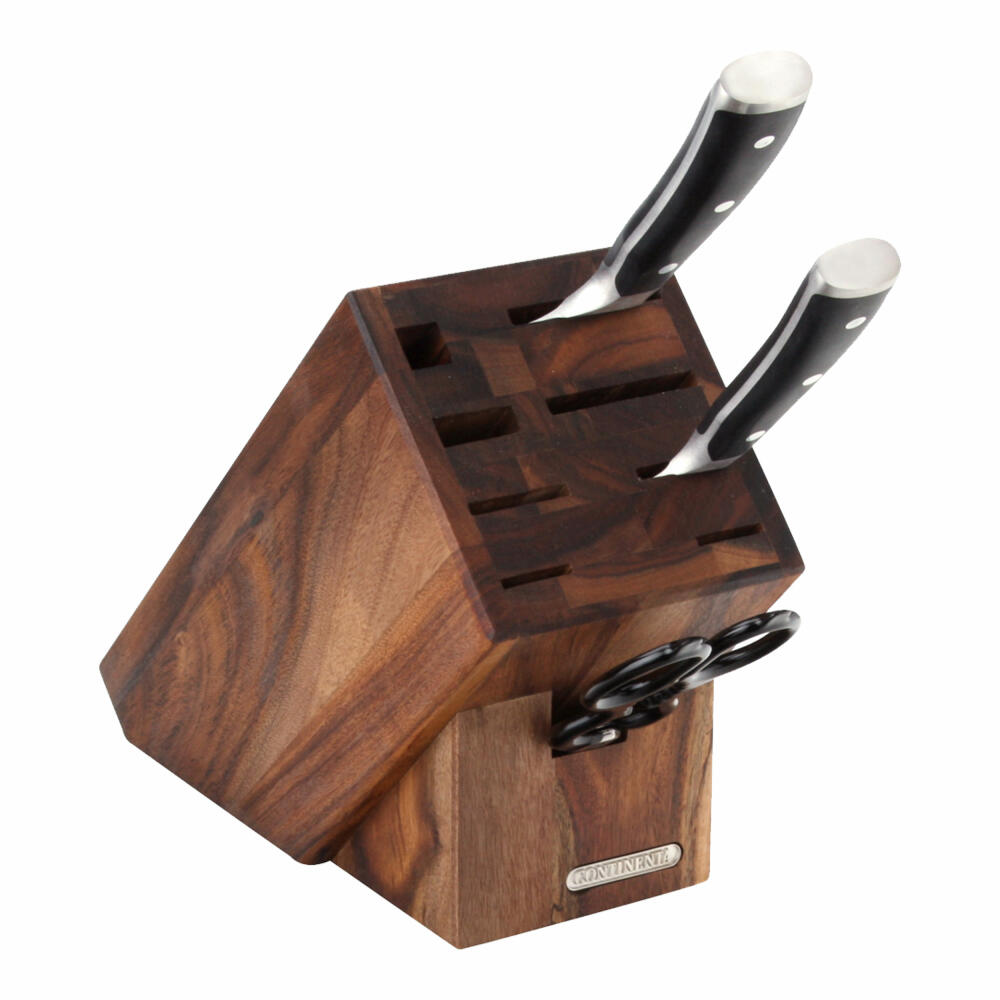 Continenta knife block, slanted, knife storage, knife block, acacia wood, 22 x 11.5 x 22 cm, 4871