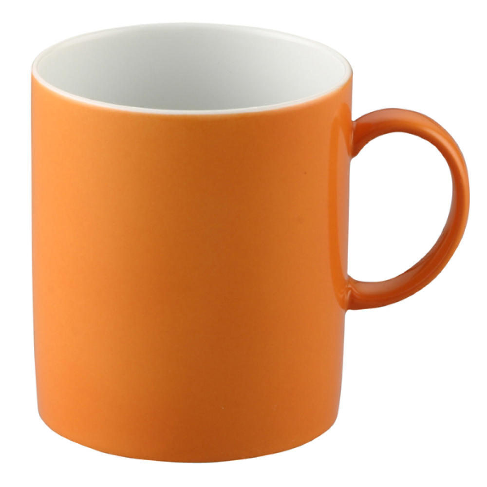 Thomas Sunny Day Becher mit Henkel, Kaffeetasse, Porzellan, Orange, Spülmaschinenfest, 300 ml, 15505
