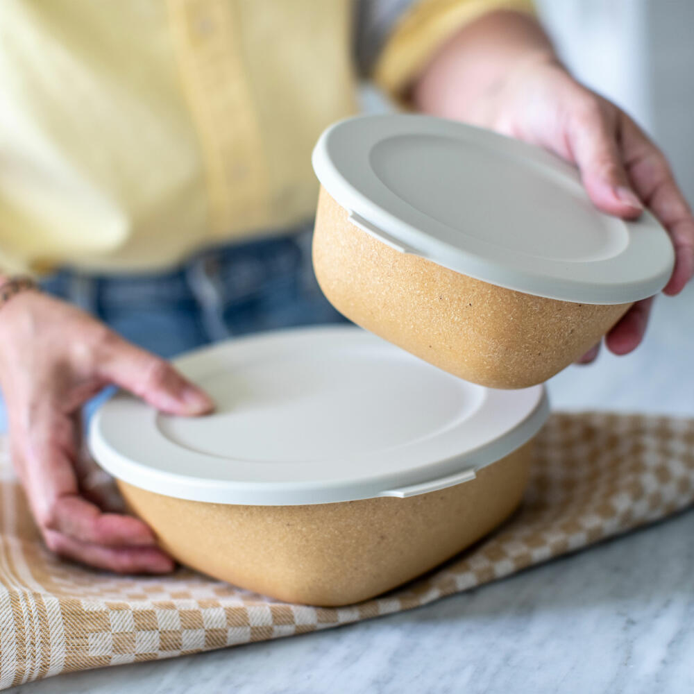 Koziol Box with Lid Connect Box, Lunch Box, Plastic-Wood Mix, Nature Ash Grey, 700 ml, 7274701