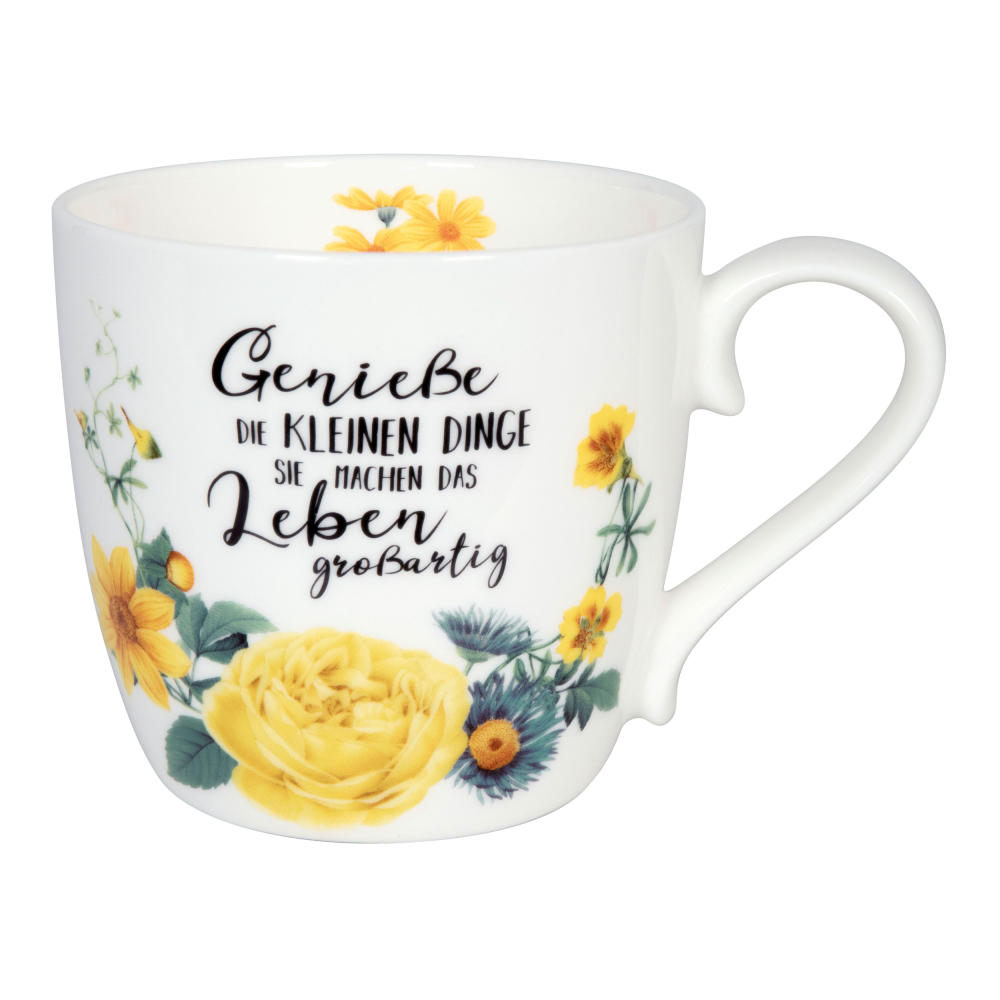 Könitz Becher Gardening - Yellow Flowers, Kaffeebecher, Tasse, Kaffeetasse, Bone China, 425 ml, 11 2 057 2636
