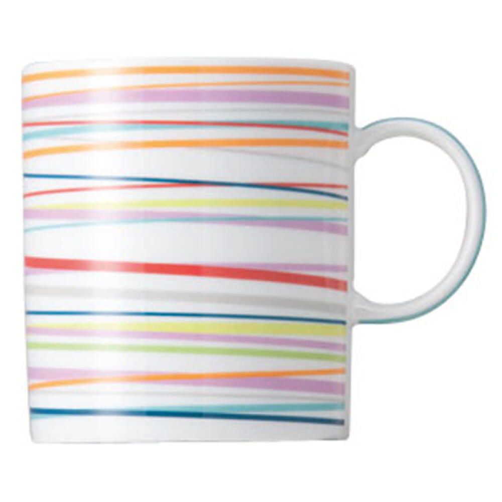 Thomas Sunny Day Becher mit Henkel, Kaffeetasse, Porzellan, Sunny Stripes / Bunt Gestreift, Spülmaschinenfest, 300 ml, 15505