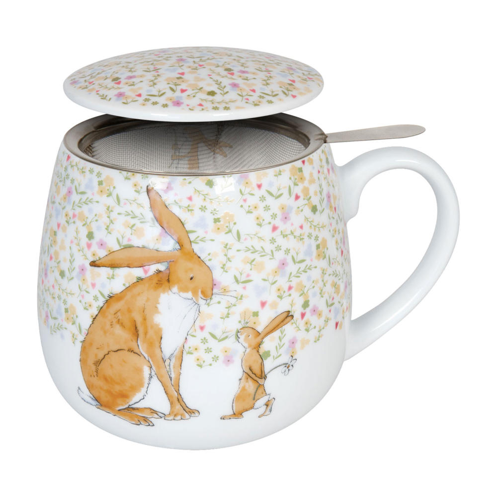 Könitz Tea For You Mug Guess how much I love you, tea mug, with strainer and lid, porcelain, 420 ml, 11 5 143 2448