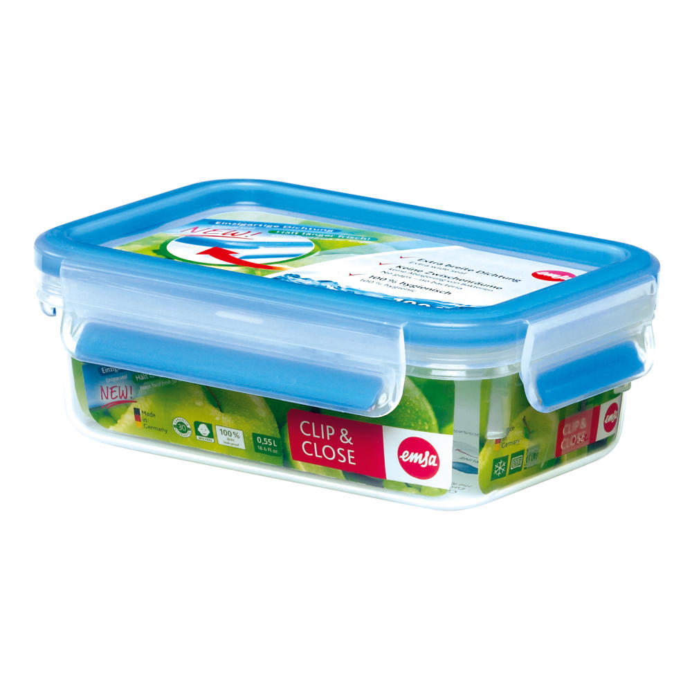 Emsa Clip & Close food storage container 0.55 L, lunch box, food storage box, bread box, 508538