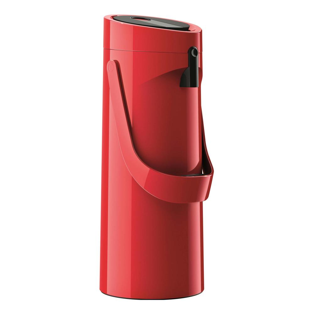 Emsa Ponza pump-inflatable jug, pump insulated jug, pump jug, thermos flask, stainless steel painted / plastic, red, 1.9 L, 515708