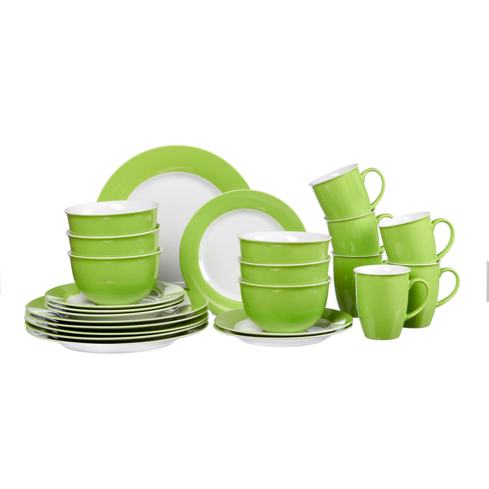 Ritzenhoff & Breker DOPPIO combination service 24 pcs., tableware set, service, round, porcelain, green, 409109