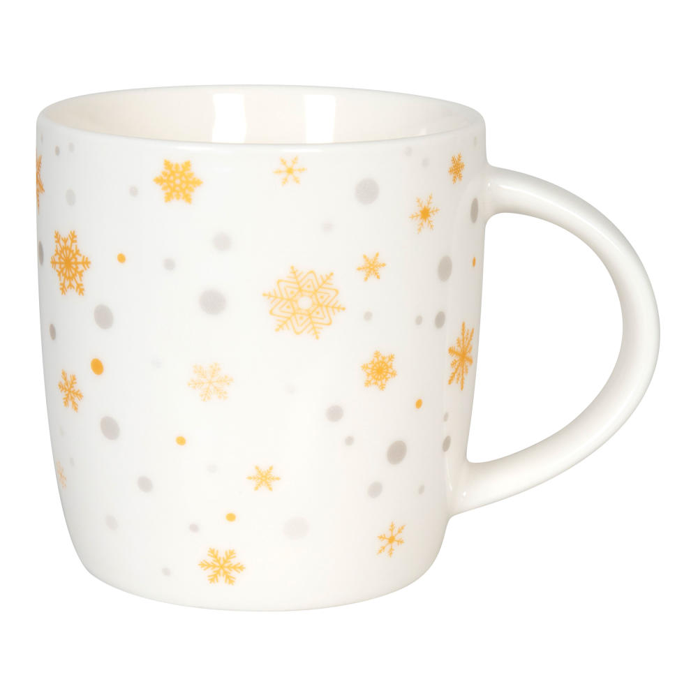 Könitz Becher Simply Golden - Snow, Kaffeebecher, Tasse, Kaffeetasse, Bone China, 350 ml, 11 7 275 2611