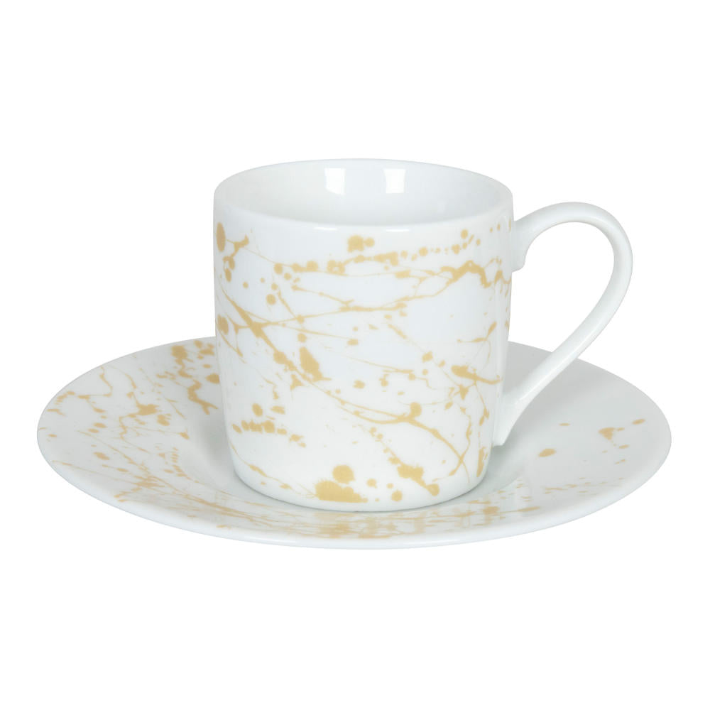 Könitz Espressotasse mit Untertasse Golden Splash, Kaffeetasse, Espressobecher, Porzellan, 85 ml, 11 5 053 2628