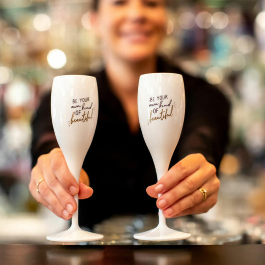 Koziol champagne glass Cheers No. 1 Be Your Own Kind Of Beautiful, plastic, Cotton White, 100 ml, 3919525