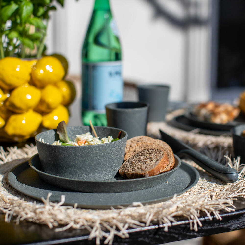 Koziol tableware set Connect Helsinki 10-piece, plates, cups, bowls, cutlery, plastic, Nature Desert Sand, 7875700