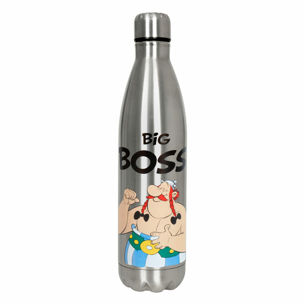 Könitz Flasche Hot Bottle - Asterix Big Boss, Thermoflasche, Outdoorflasche, Doppelwandig mit Verschluss, Edelstahl, Silbern, 750 ml, 11 9 245 2248