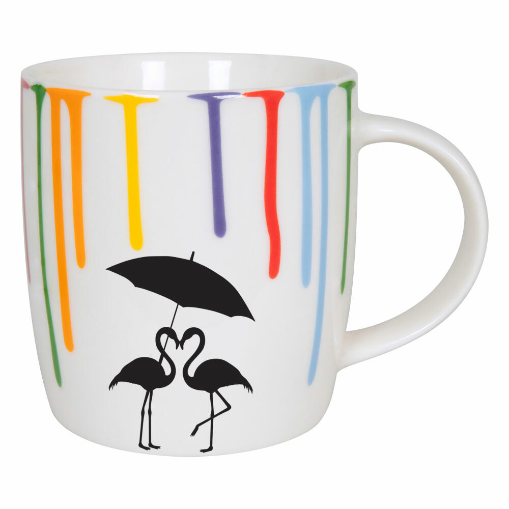 Könitz Becher Rainbowdrops - Flamingo, Tasse, Kaffeebecher, New Bone China, Bunt, 350 ml, 11 7 275 2651