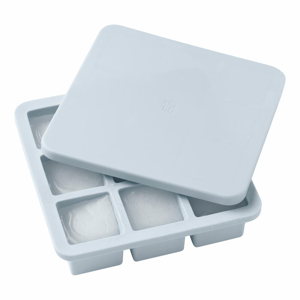Rig-Tig Ice Cube Box Freeze-It with Lid, Square, Ice Cube Mold, Template, Silicone, Plastic, Light Blue, for 9 Cubes, Z00551