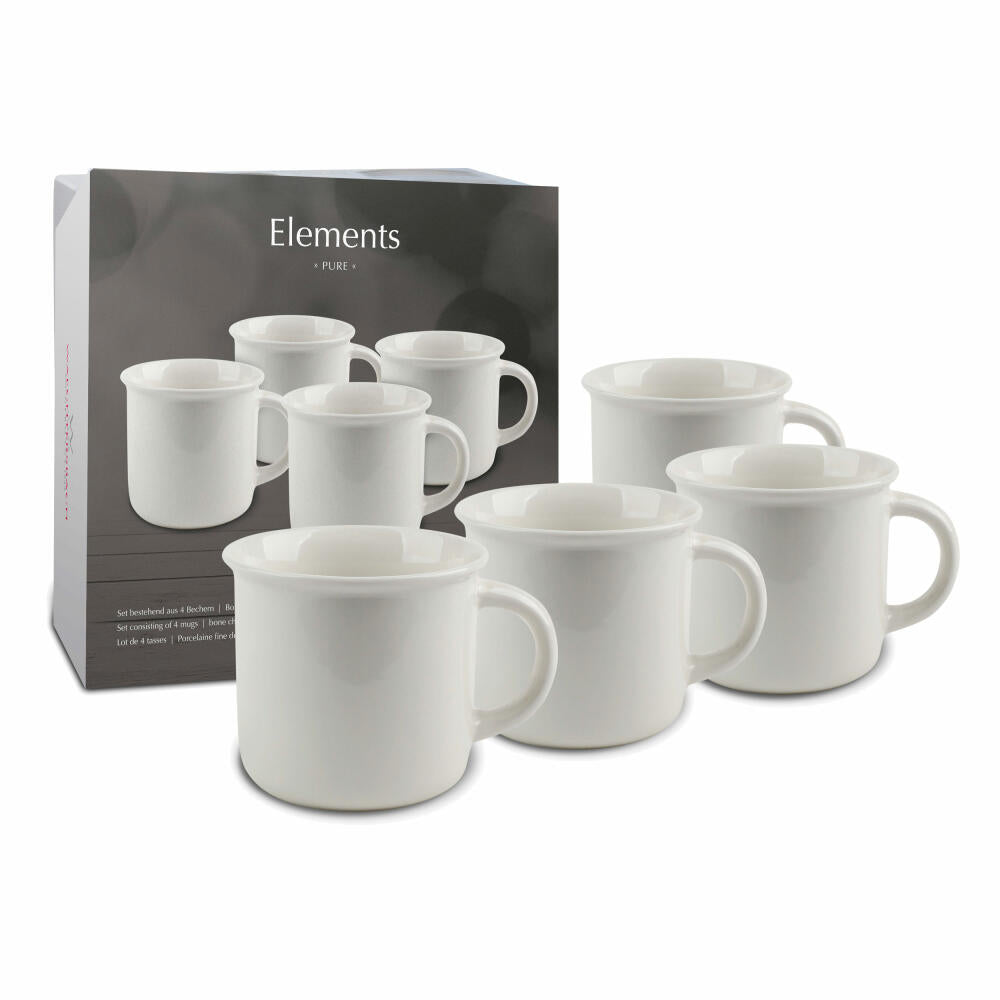 Waechtersbach Becher 4er Set im Geschenkkarton Elements - Pure, Becherset, Müslibecherset, New Bone China, weiß, 340 ml, 41 5 971 7000
