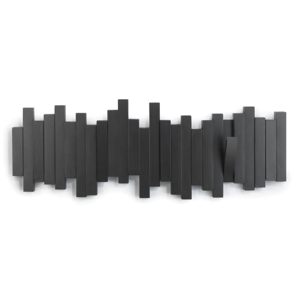 Umbra Hooks Stäbchen Mehrfach Wandhaken, Aufhänger, Kleiderhaken, Kleideraufhänger, Garderobenhaken, 5 Haken, Kunststoff, Schwarz, 318211040