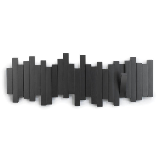Umbra Hooks Stäbchen Mehrfach Wandhaken, Aufhänger, Kleiderhaken, Kleideraufhänger, Garderobenhaken, 5 Haken, Kunststoff, Schwarz, 318211040